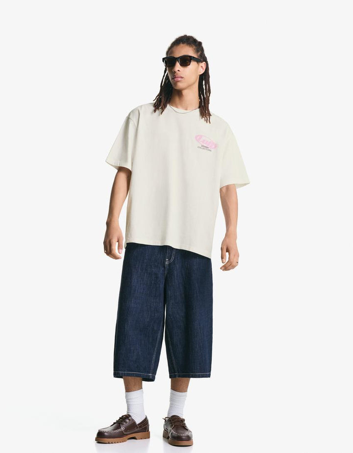 Tricou BERSHKA, crem
