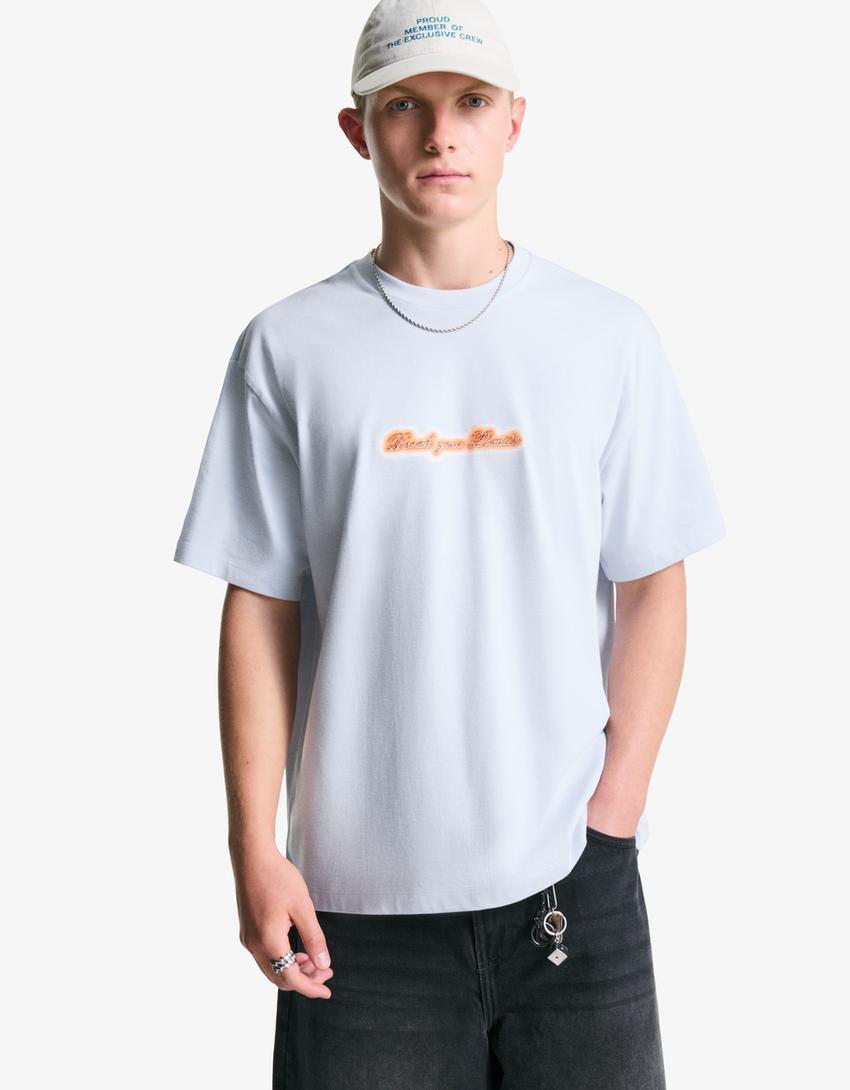Tricou BERSHKA, albastru