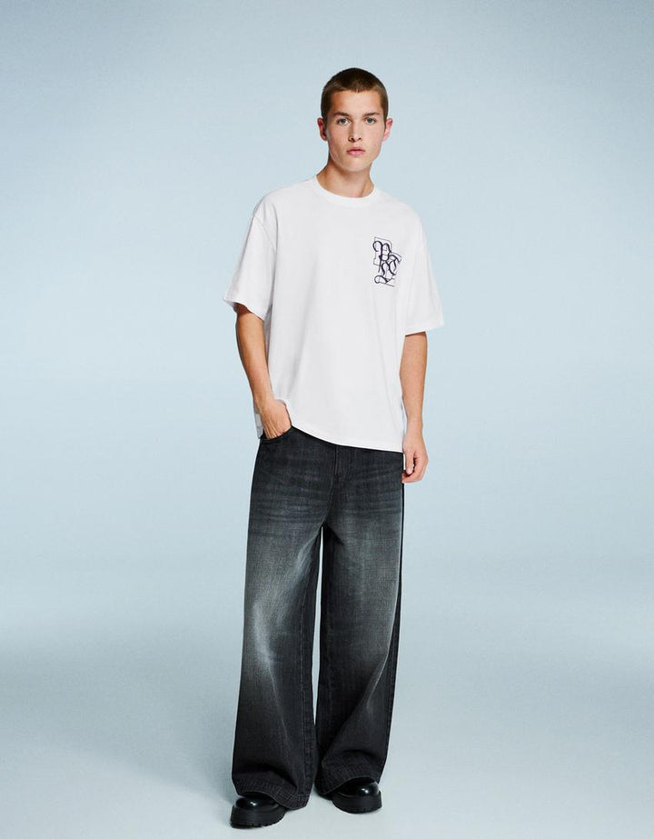 Tricou BERSHKA, alb