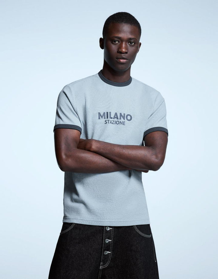 Tricou BERSHKA, albastru