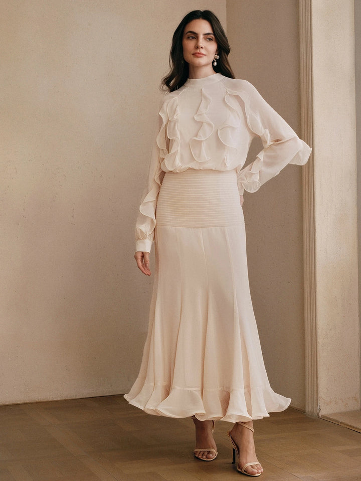 Rochie maxi SHEIN, crem