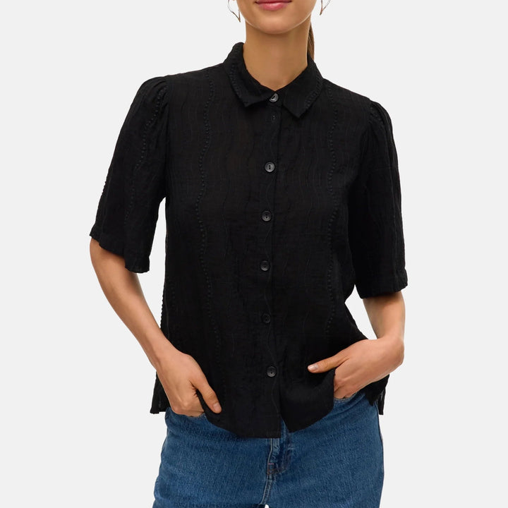 VERO MODA rövid ujjú ing, fekete
