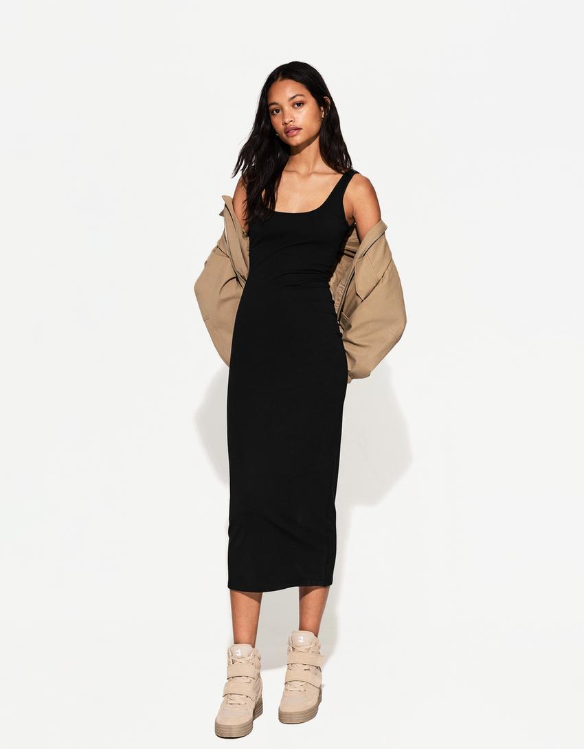 Rochie maxi BERSHKA, negru