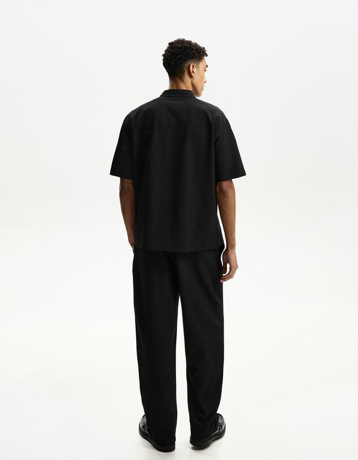 Rövid ujjú ing BERSHKA, fekete