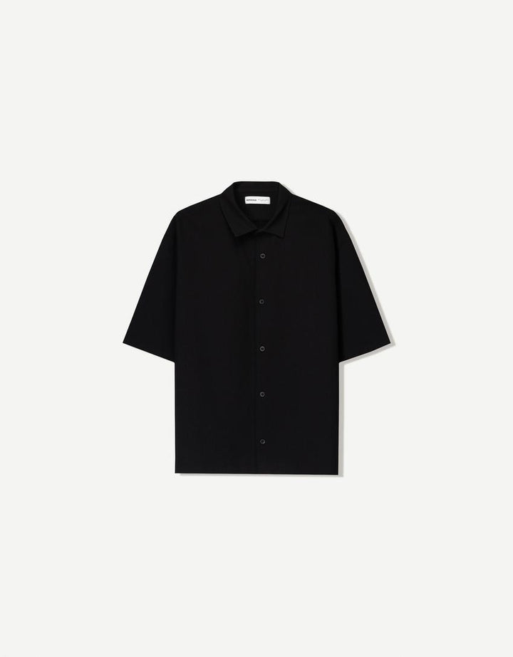 Rövid ujjú ing BERSHKA, fekete