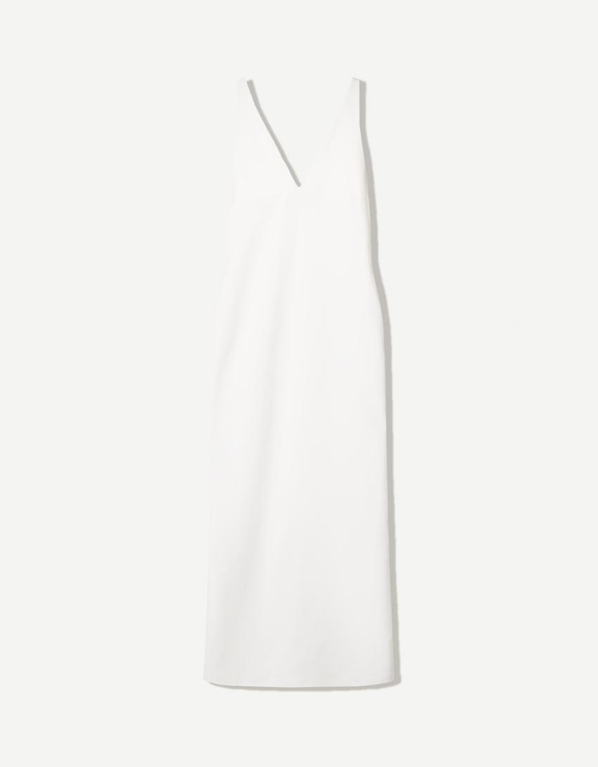 Rochie maxi Bershka, alb