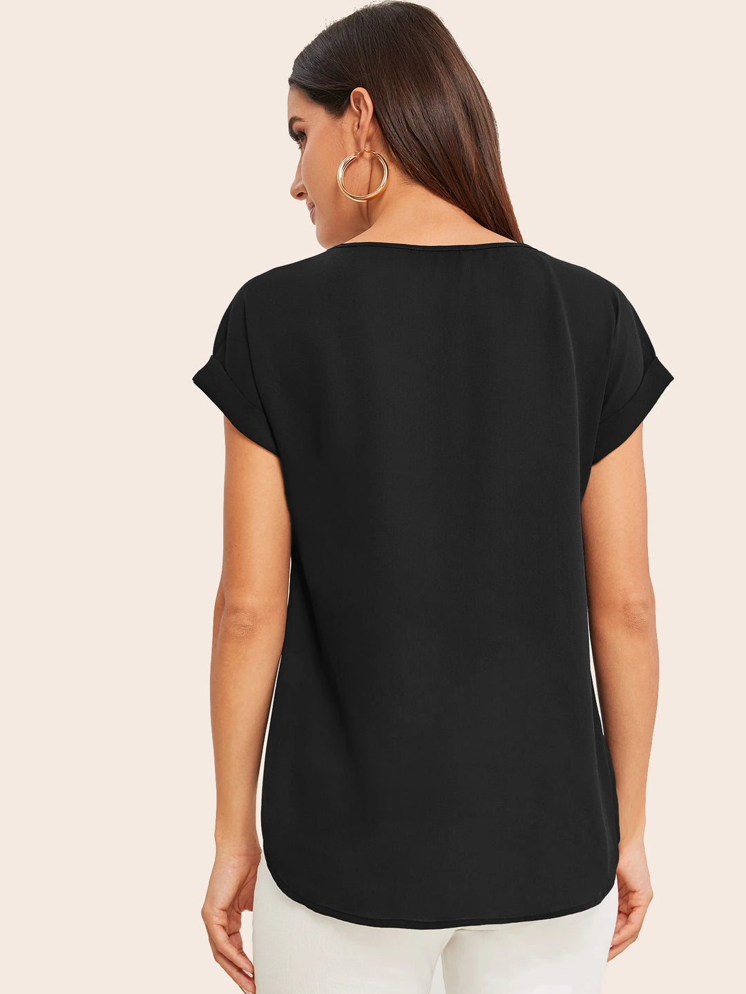 SHEIN rövid ujjú ing, fekete