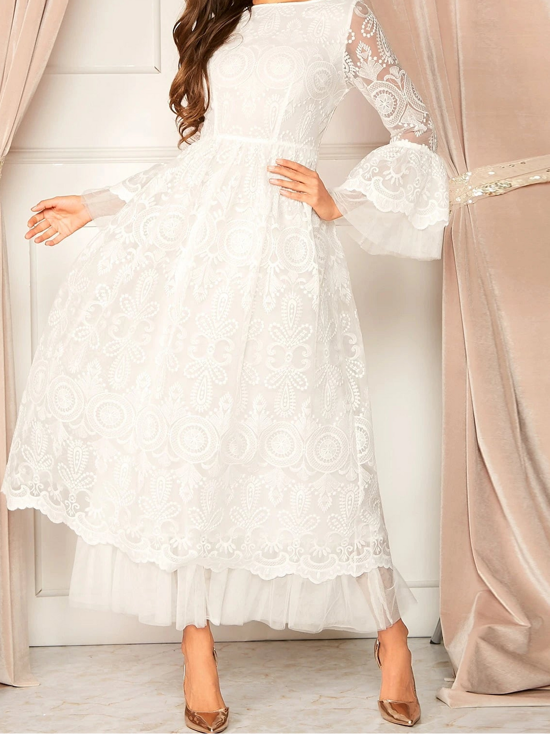 Rochie maxi SHEIN, alb