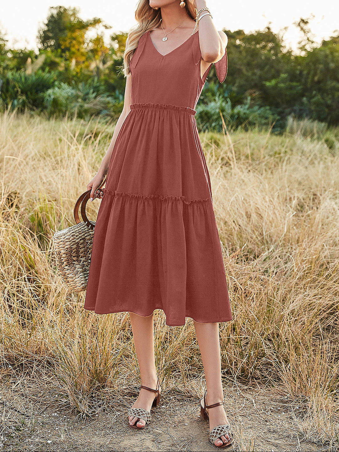 Rochie midi SHEIN, cărămiziu