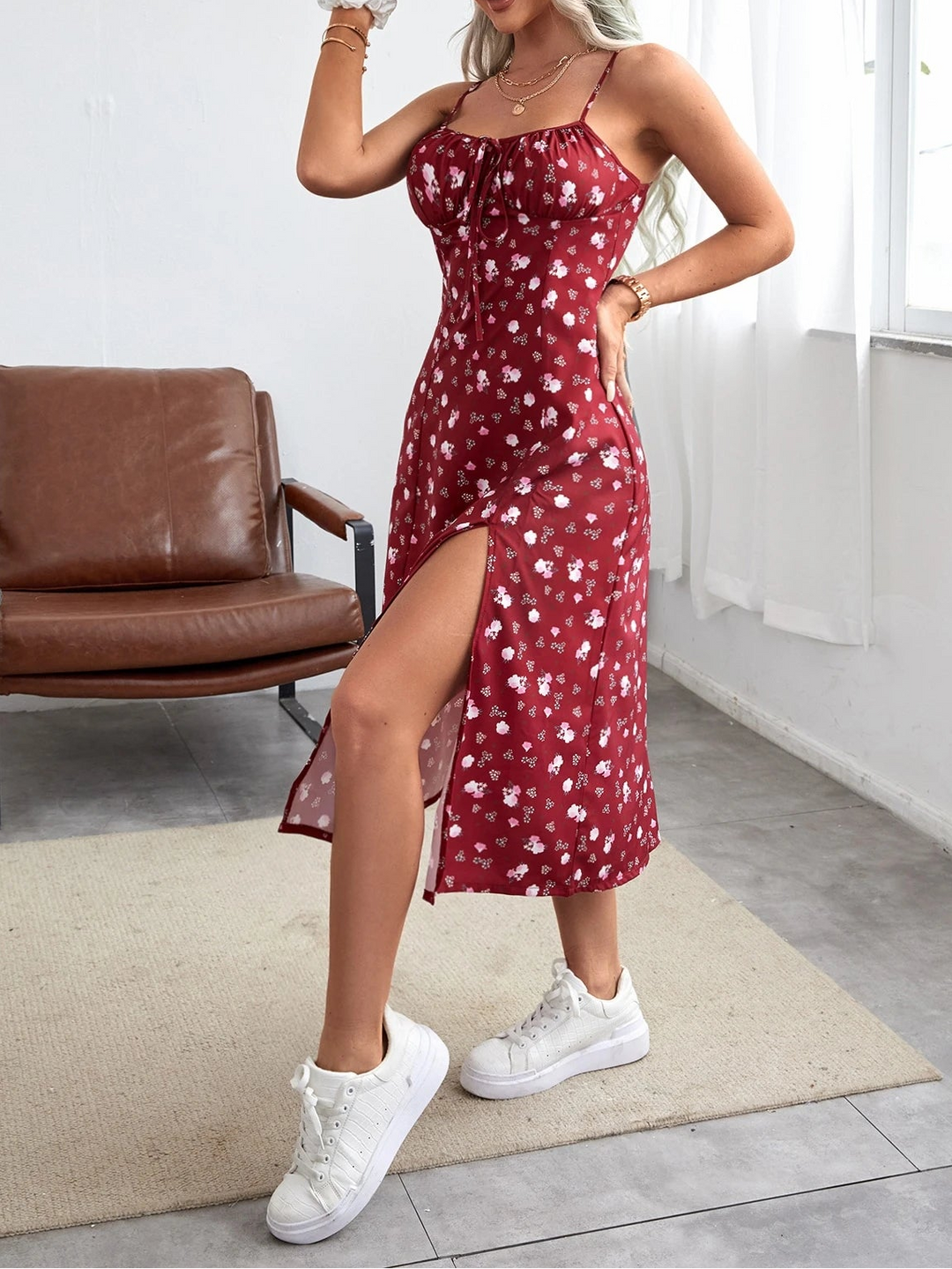 Rochie midi SHEIN, vișiniu