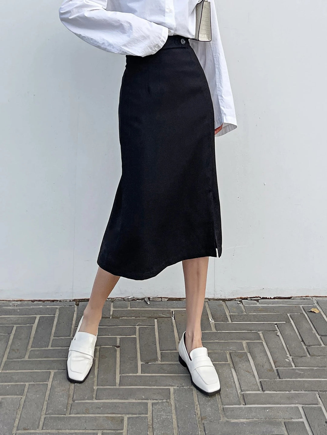 Shein midiszoknya, fekete
