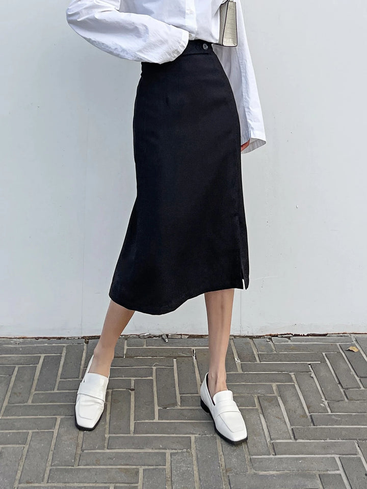 Shein midiszoknya, fekete