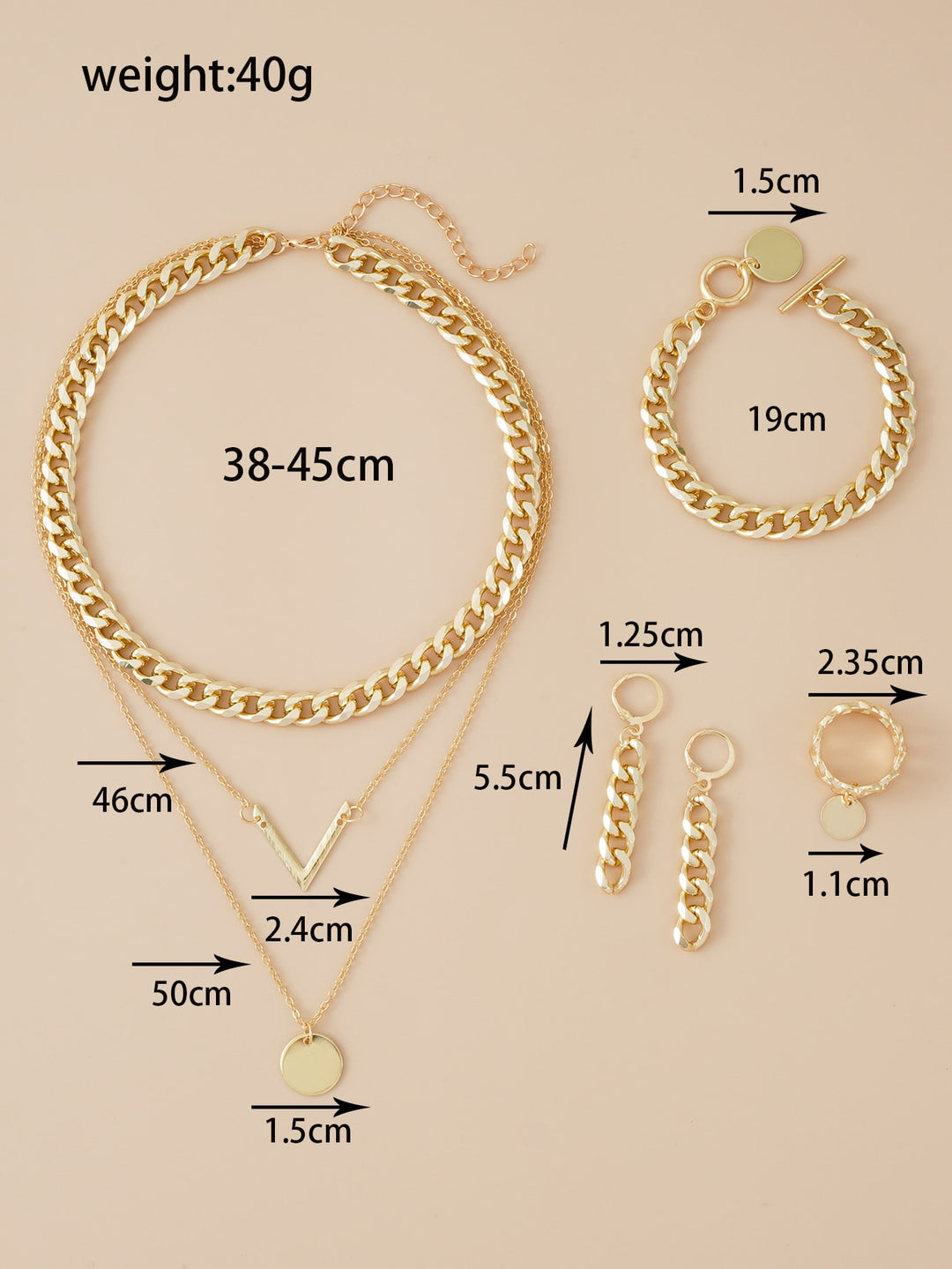 Set de bijuterii SHEIN, auriu
