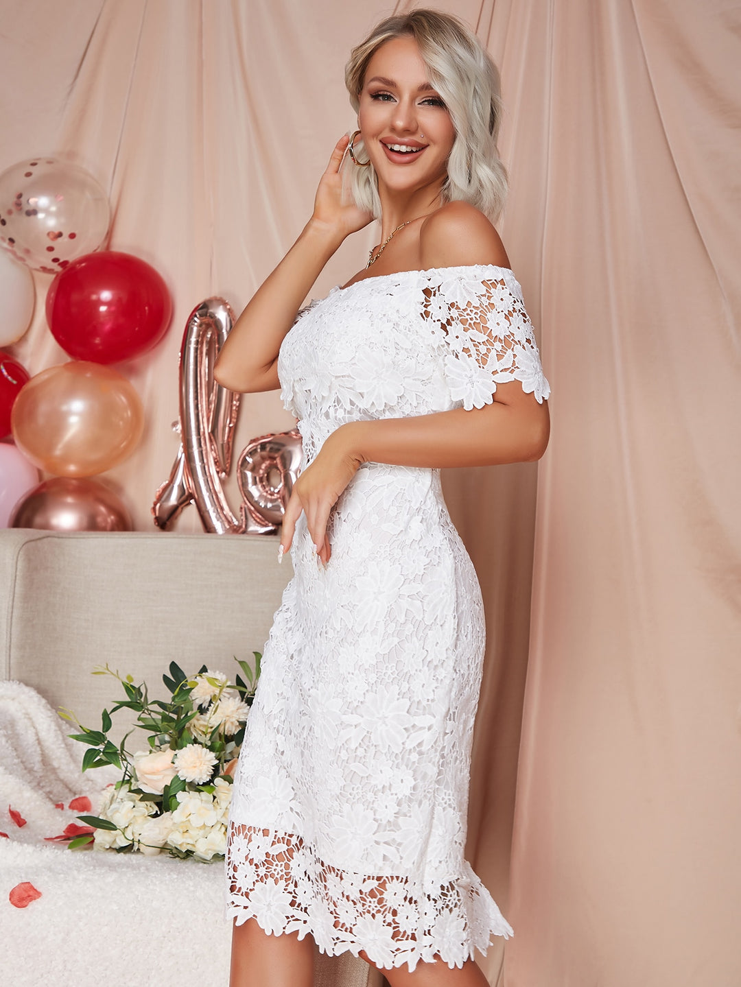 Rochie midi SHEIN, alb