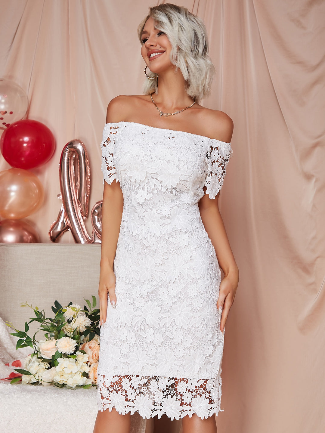 Rochie midi SHEIN, alb