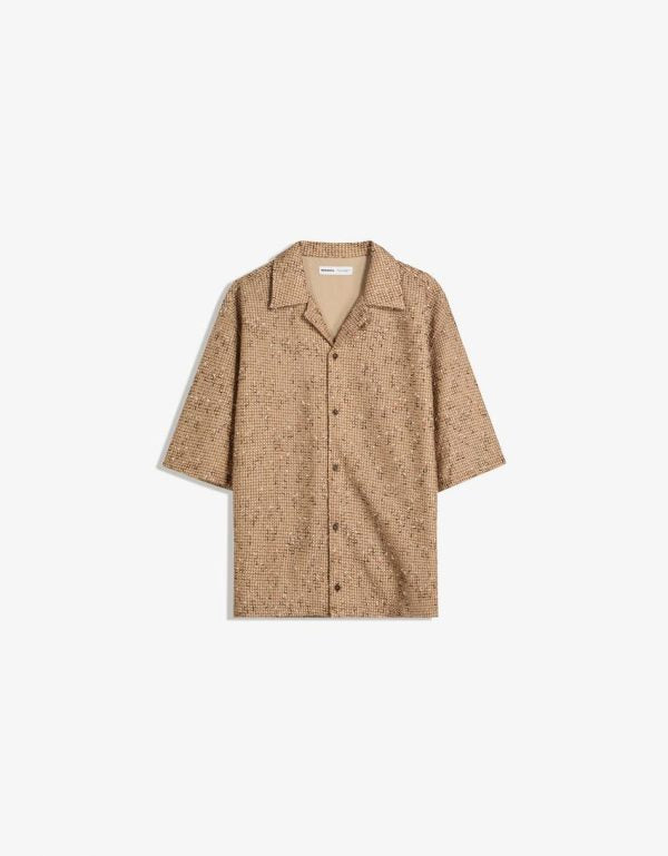 Cămașă cu mânecă scurtă BERSHKA, mix culori
