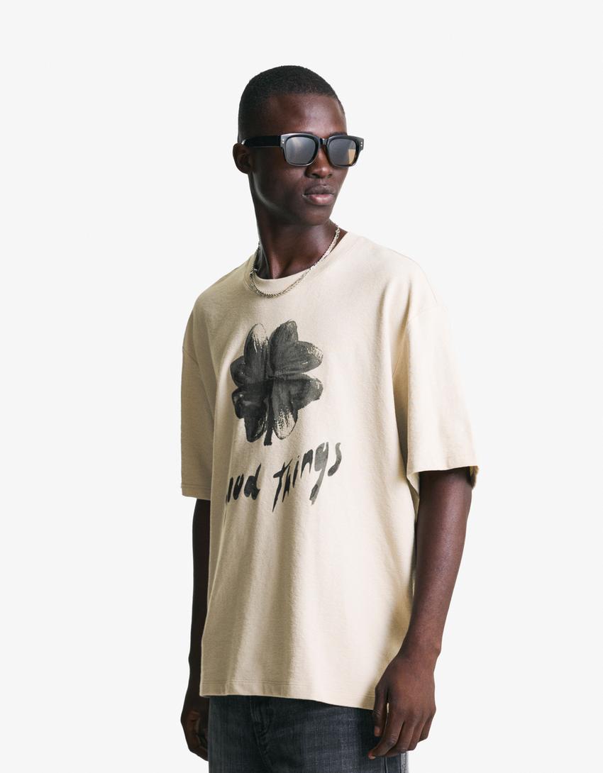 Tricou BERSHKA, bej