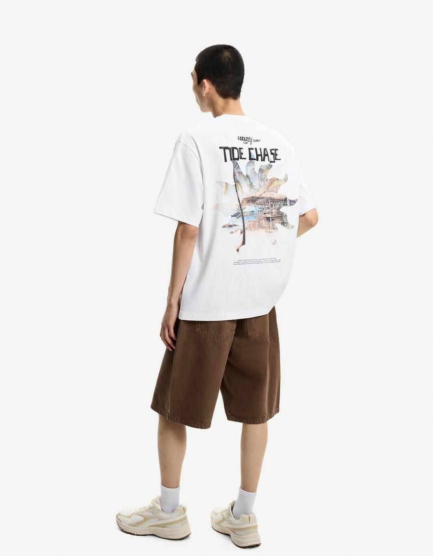 Tricou BERSHKA, alb
