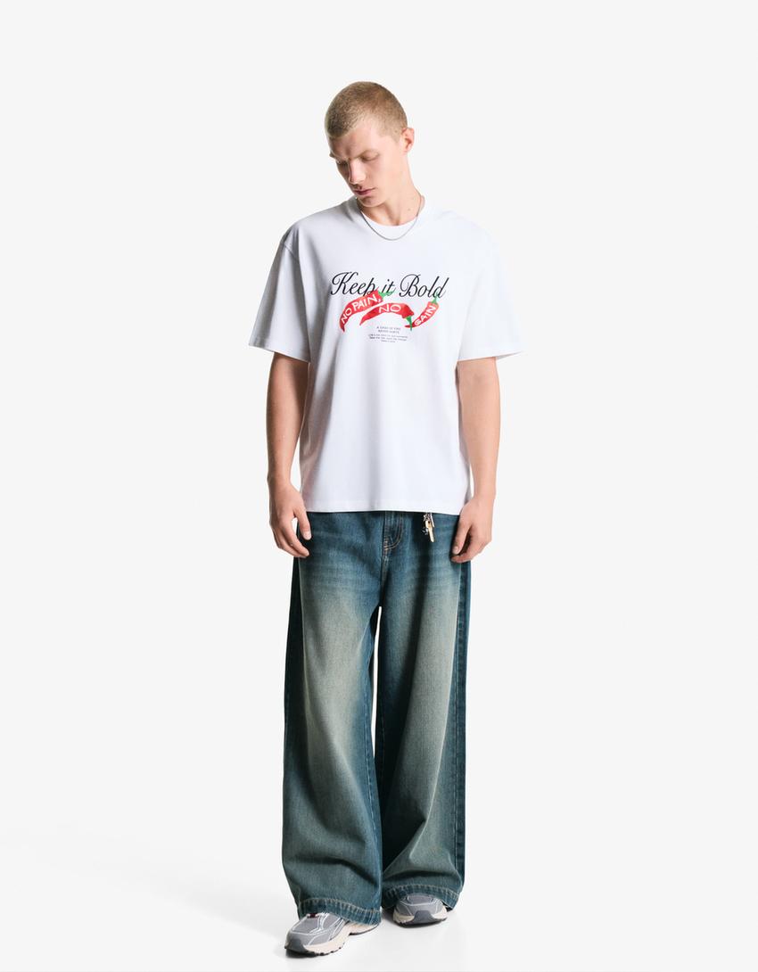 Póló BERSHKA, fehér