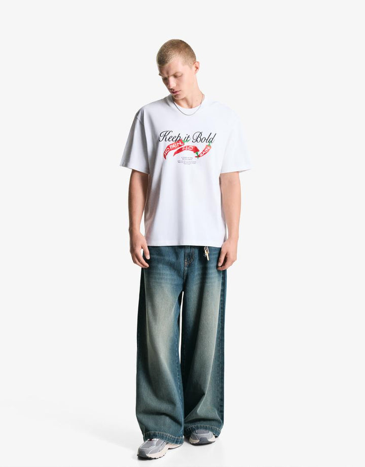 Póló BERSHKA, fehér