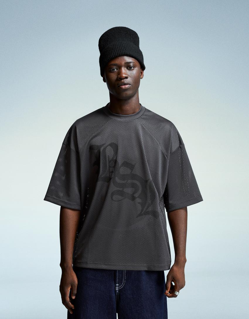 Tricou BERSHKA, gri