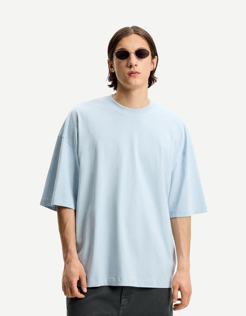 Tricou BERSHKA, albastru
