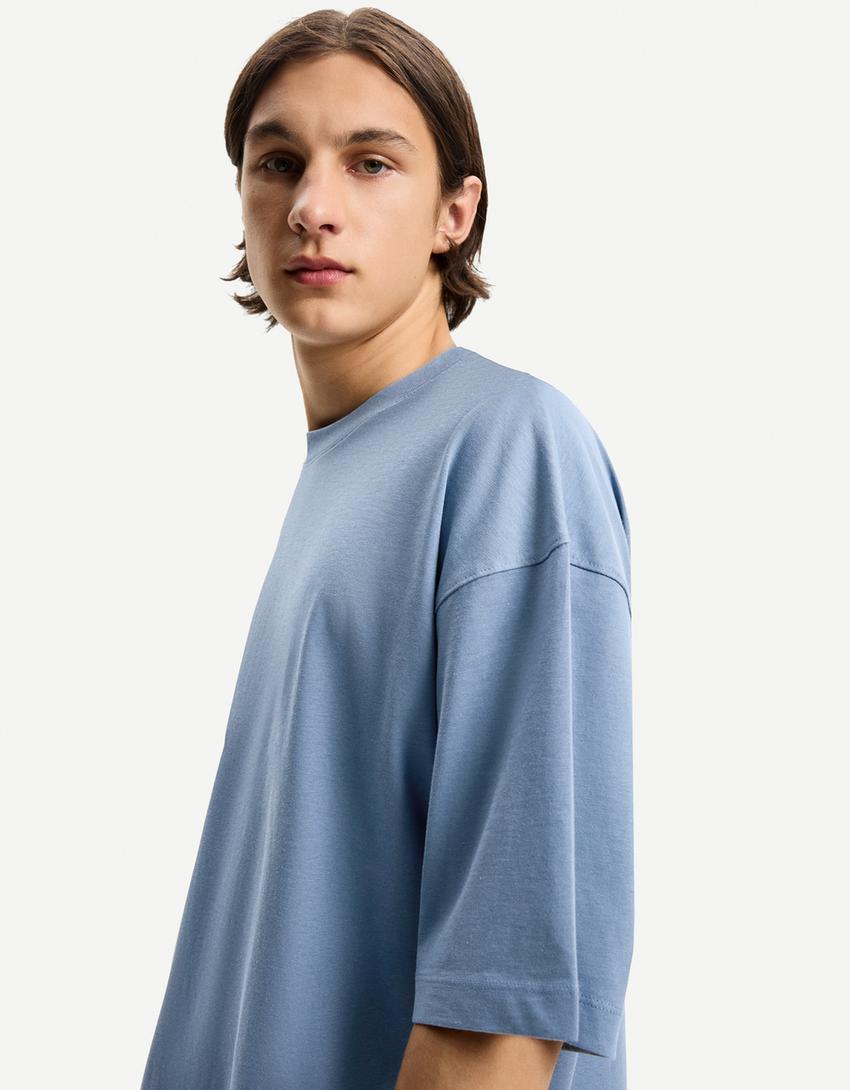 Tricou BERSHKA, albastru