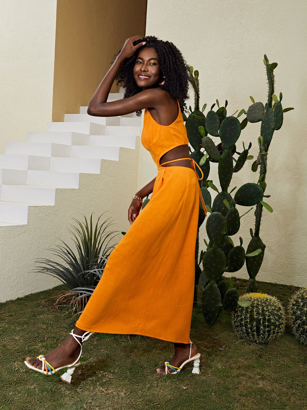 Rochie midi SHEIN, portocaliu