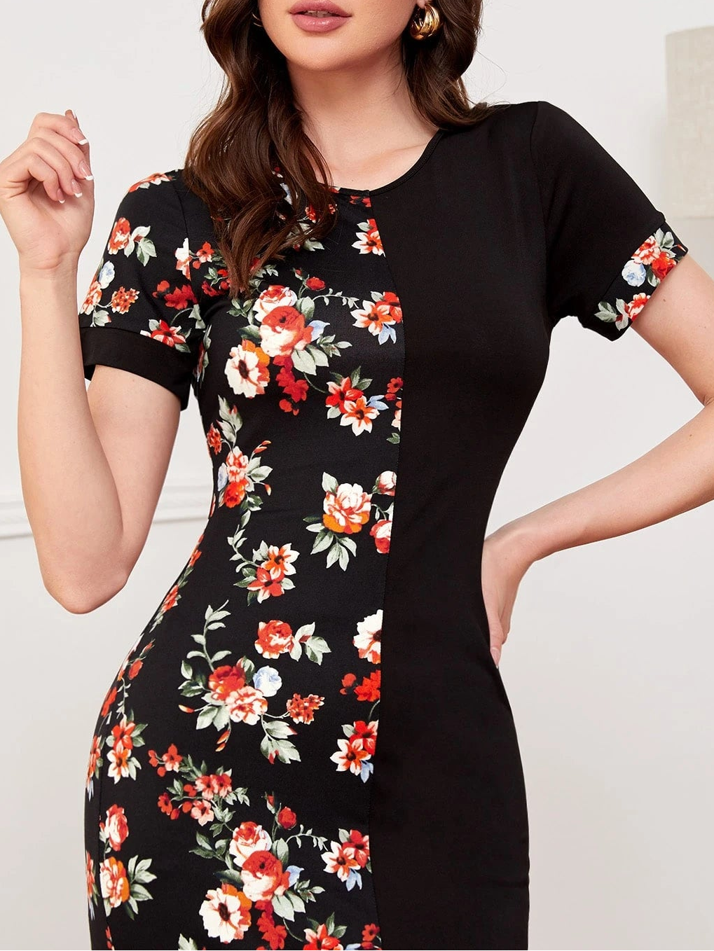 SHEIN fekete midi ruha