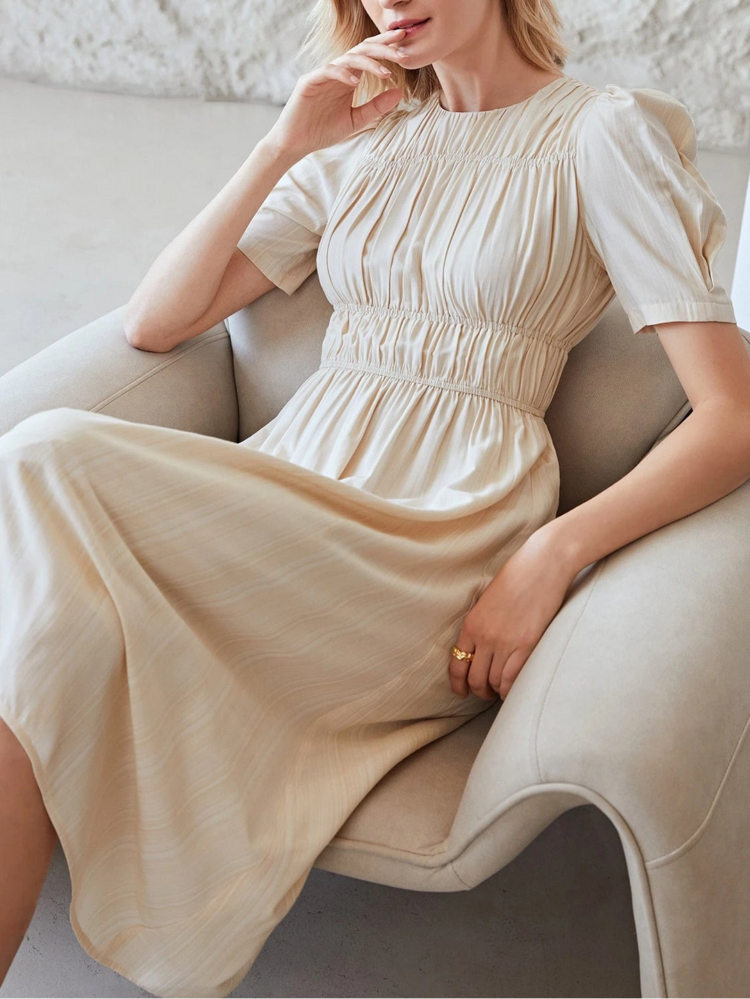 Rochie midi SHEIN, crem