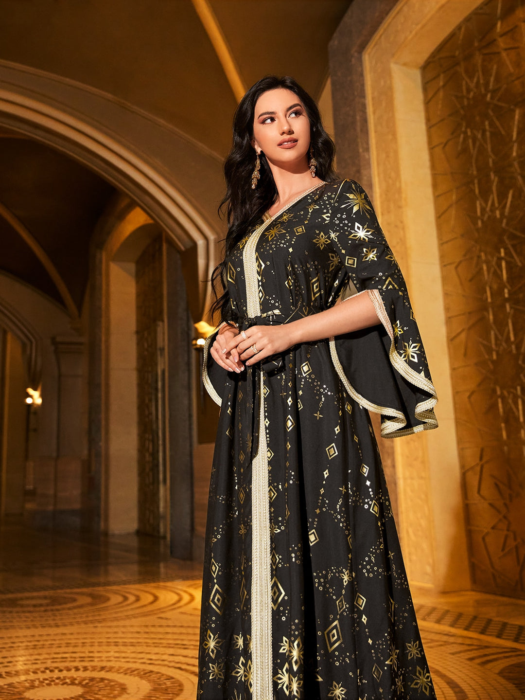 Set caftan și jalabiya SHEIN, negru