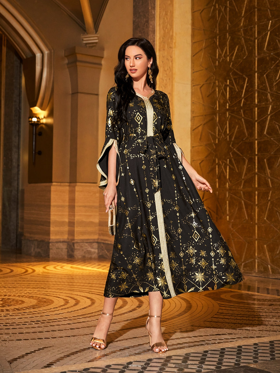 Set caftan și jalabiya SHEIN, negru