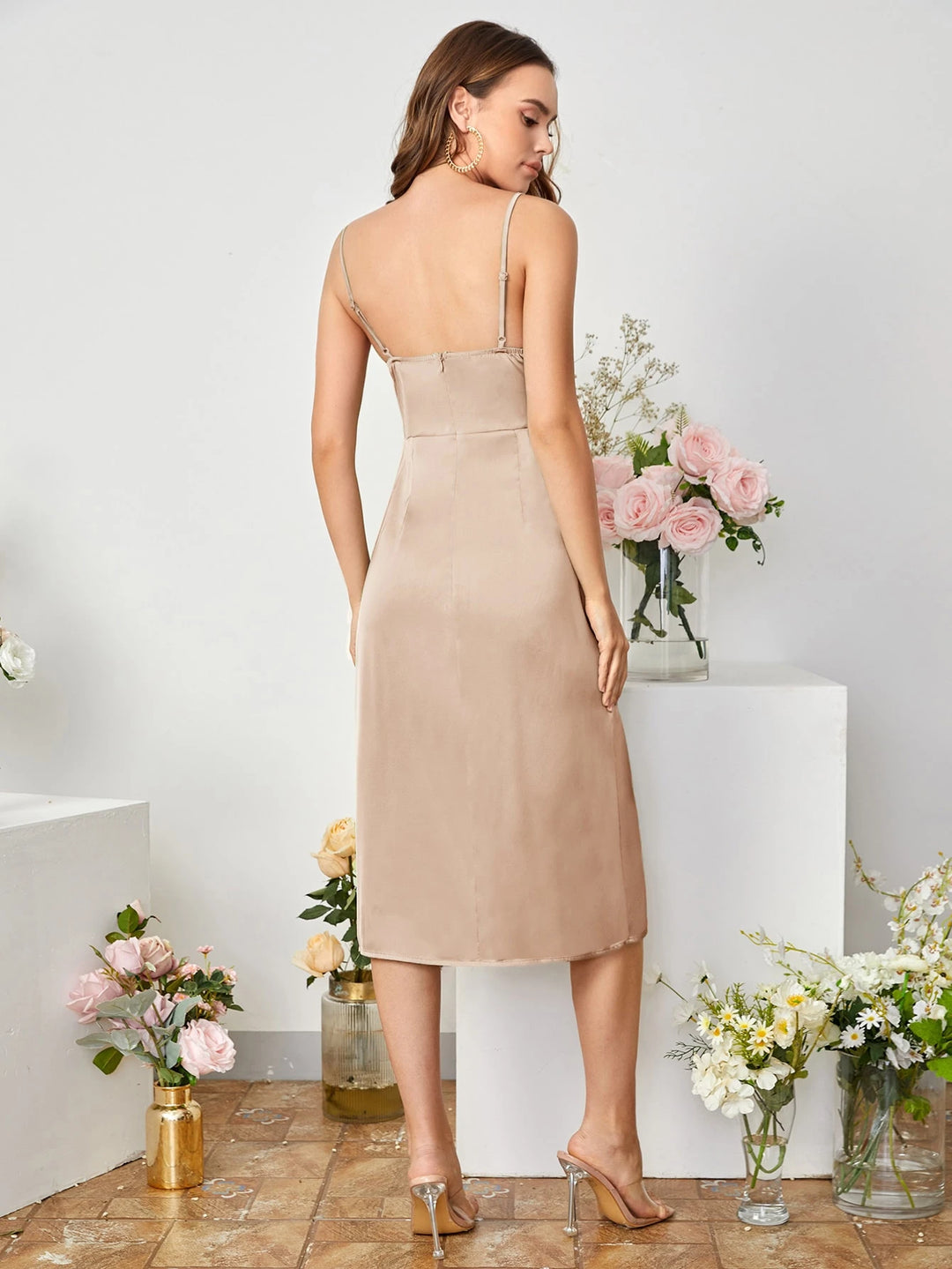 Rochie midi SHEIN, bej