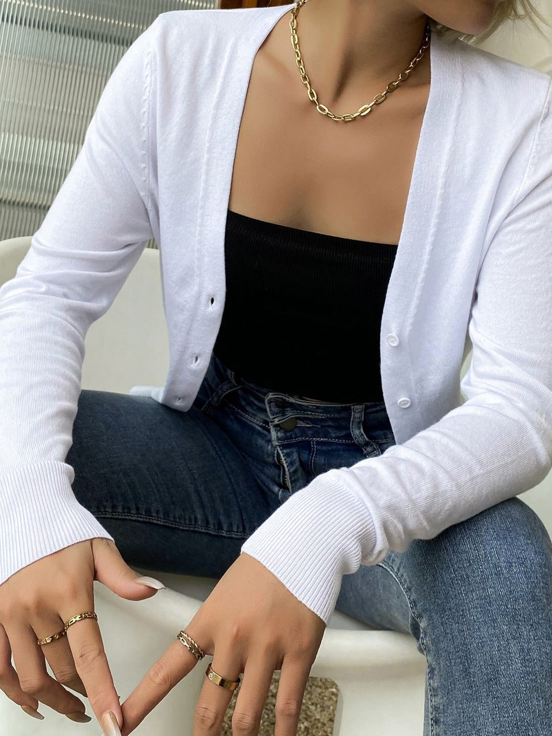 Cardigan SHEIN, alb