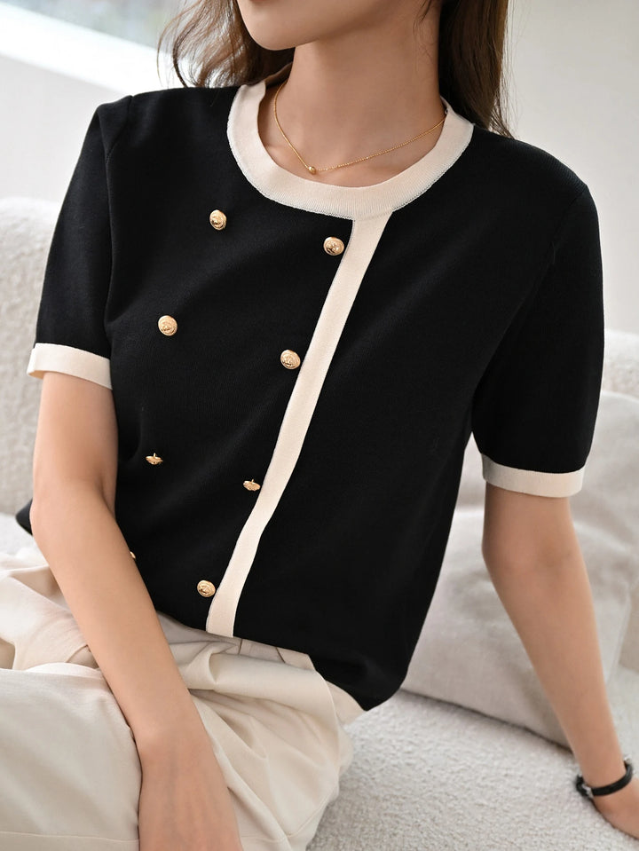 Top tricotat SHEIN, negru