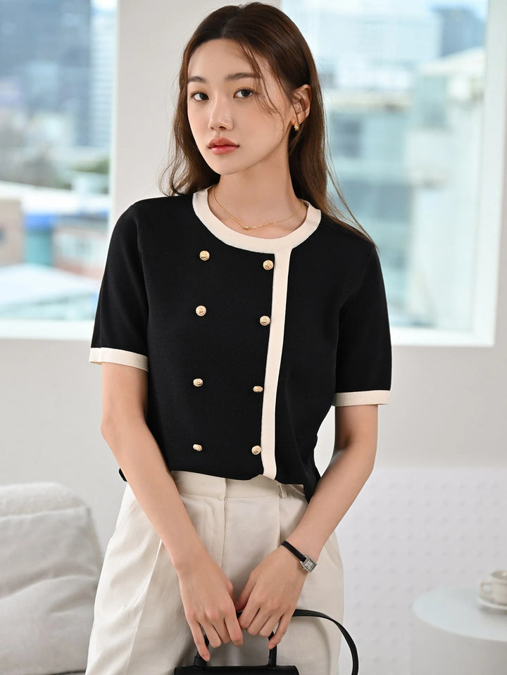 Top tricotat SHEIN, negru