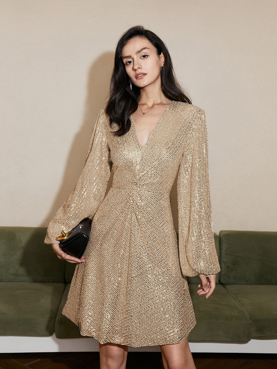 Rochie scurtă SHEIN, auriu