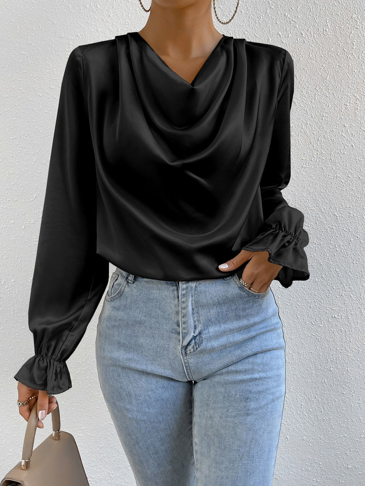 Bluza satinată SHEIN, negru