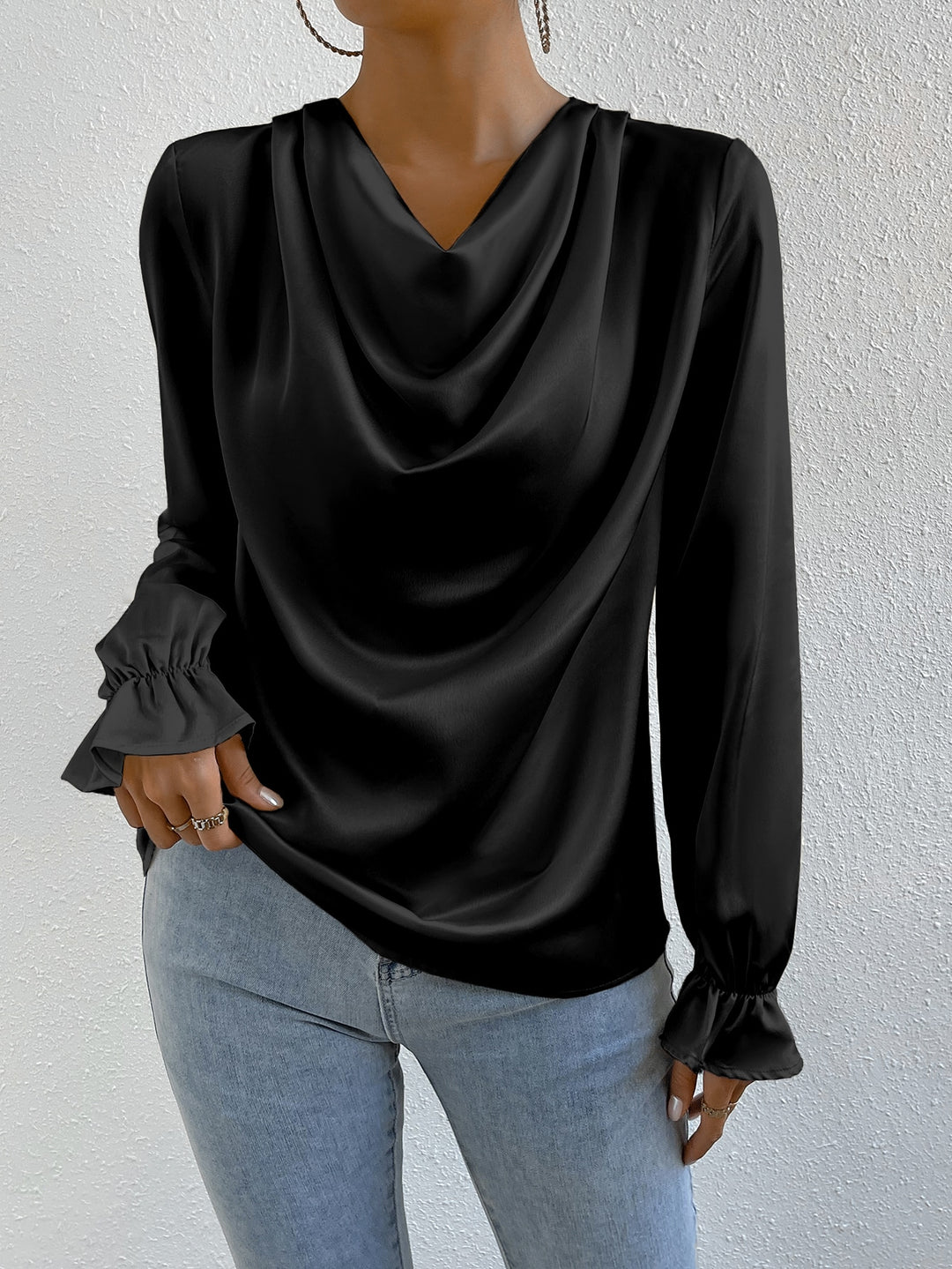 Bluza satinată SHEIN, negru
