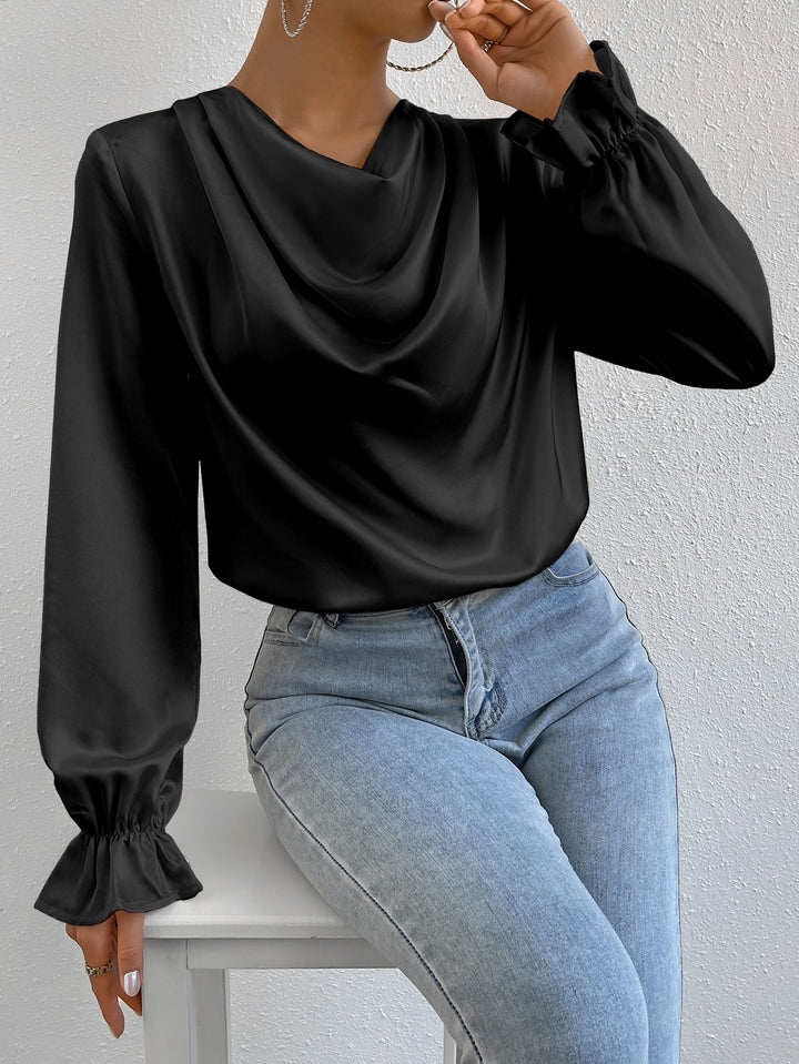 Bluza satinată SHEIN, negru