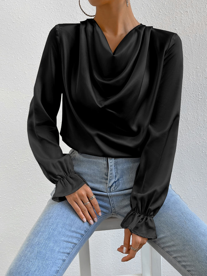 Bluza satinată SHEIN, negru