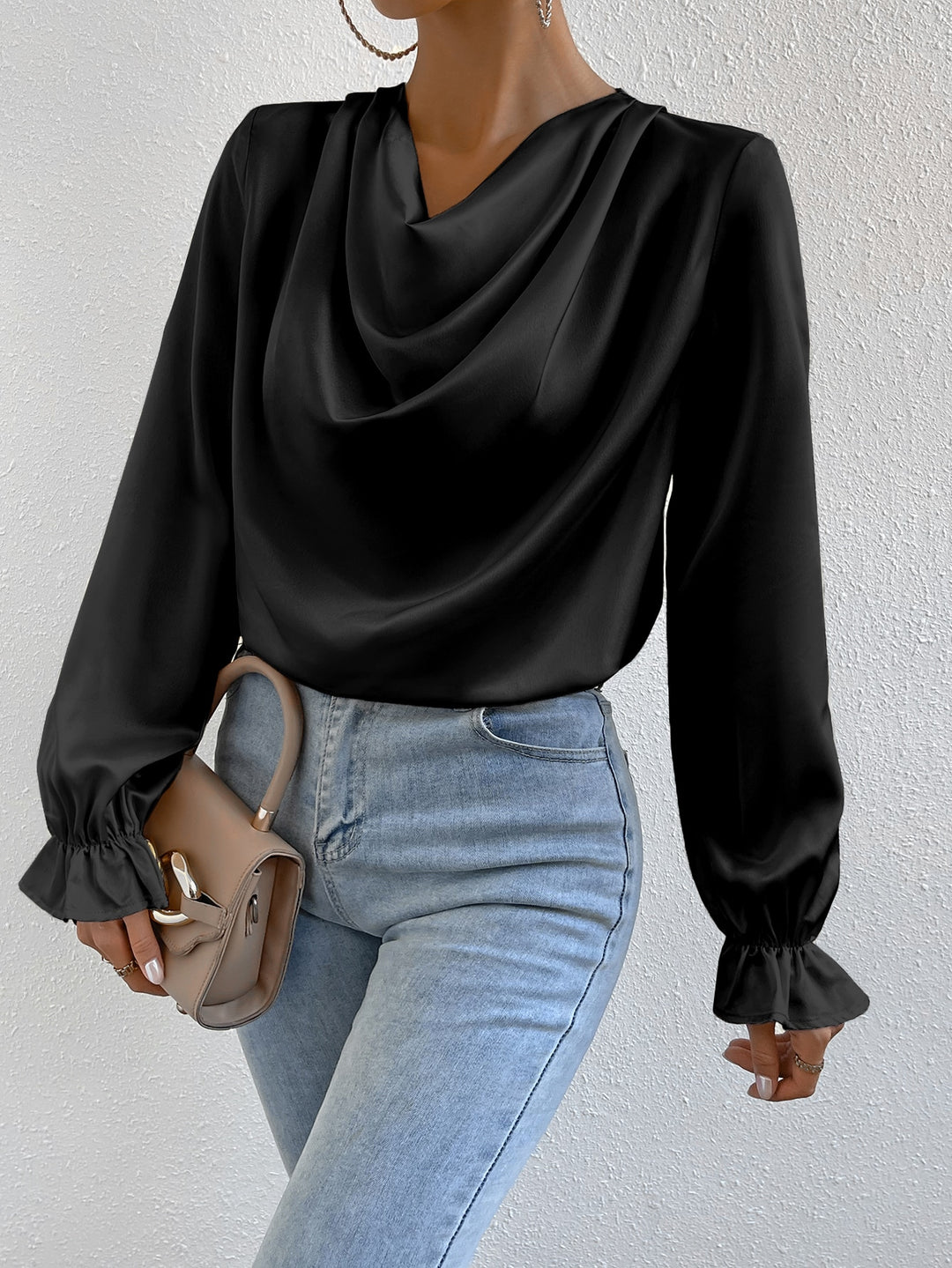 Bluza satinată SHEIN, negru