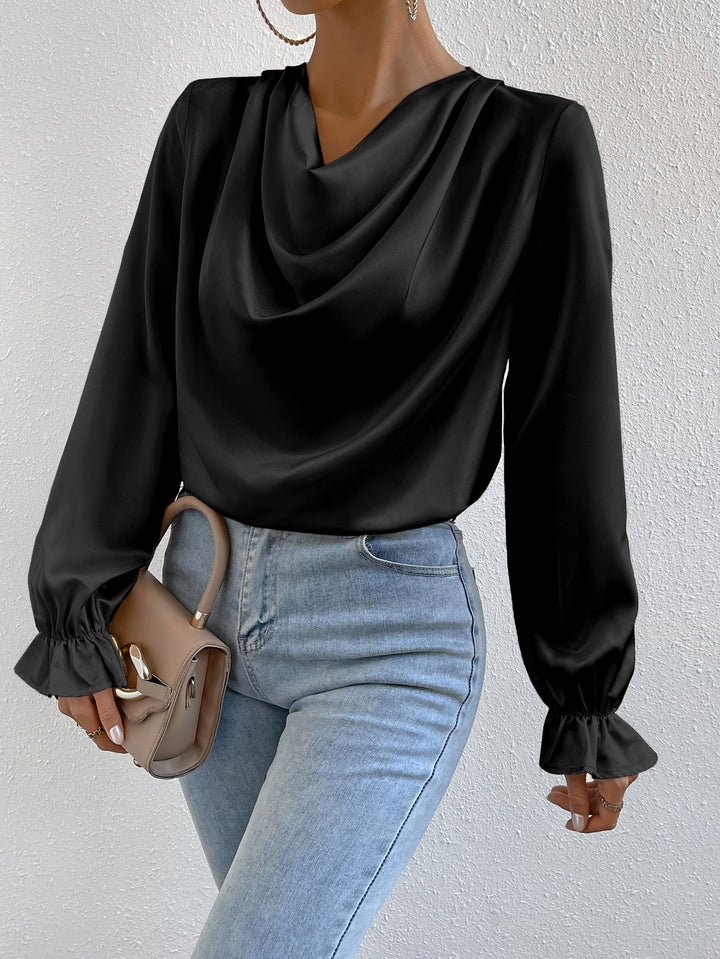 Bluza satinată SHEIN, negru