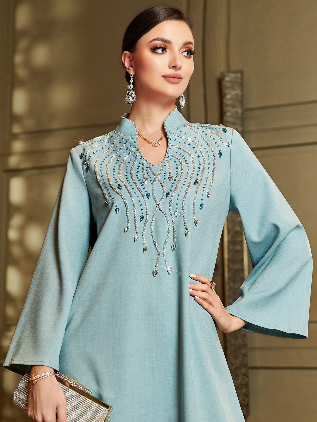 Set caftan și jalabiya SHEIN, turcoaz