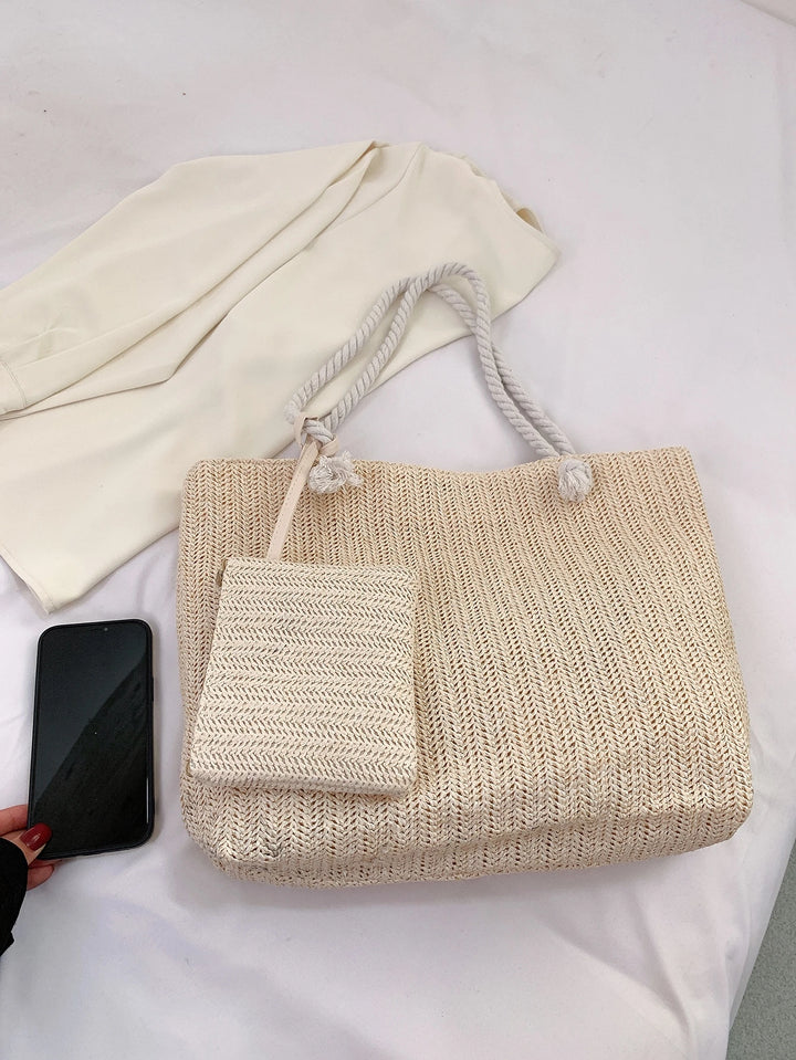 Set geantă și portfard SHEIN, crem