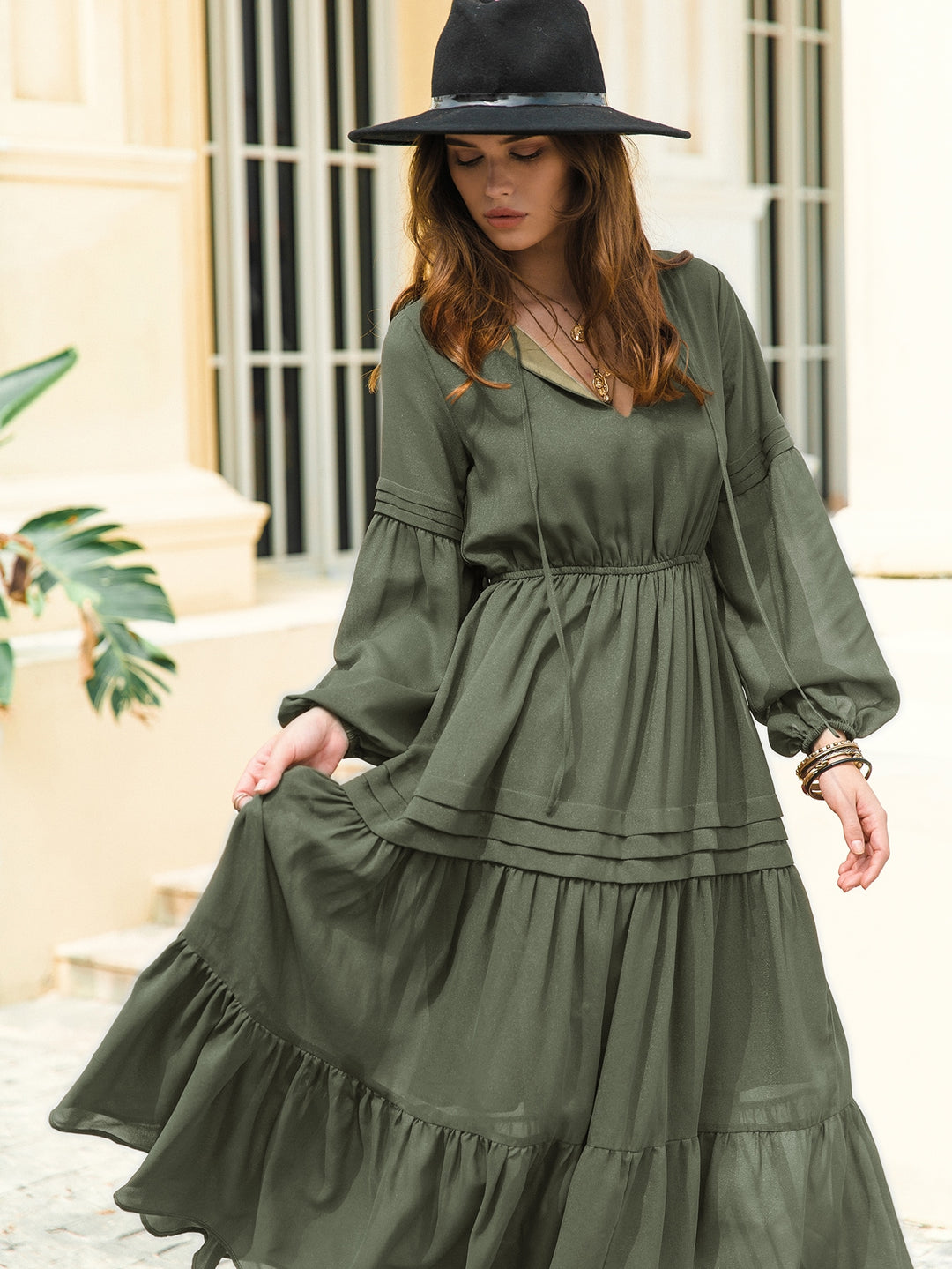 Rochie maxi SHEIN, kaki
