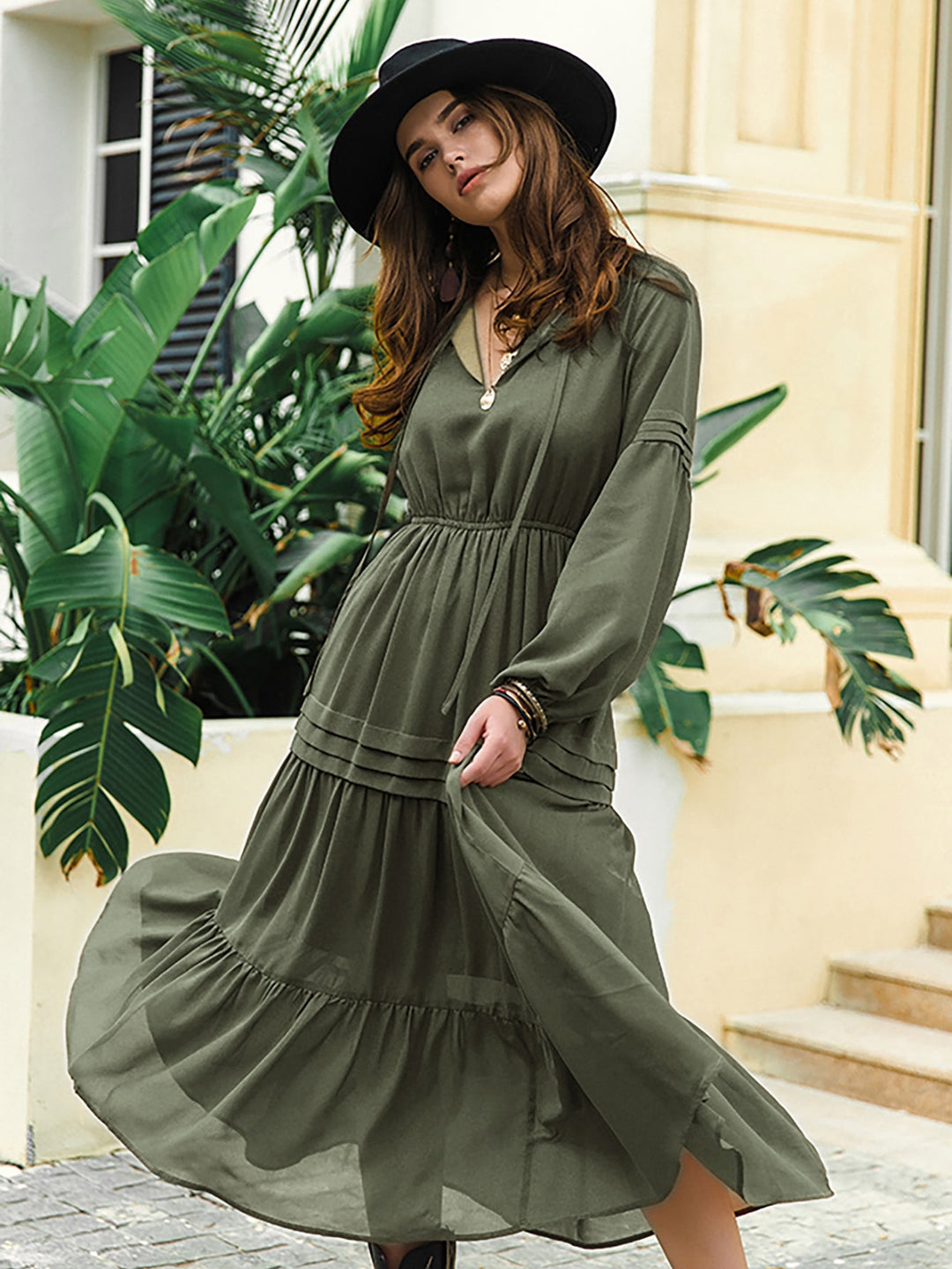 Rochie maxi SHEIN, kaki