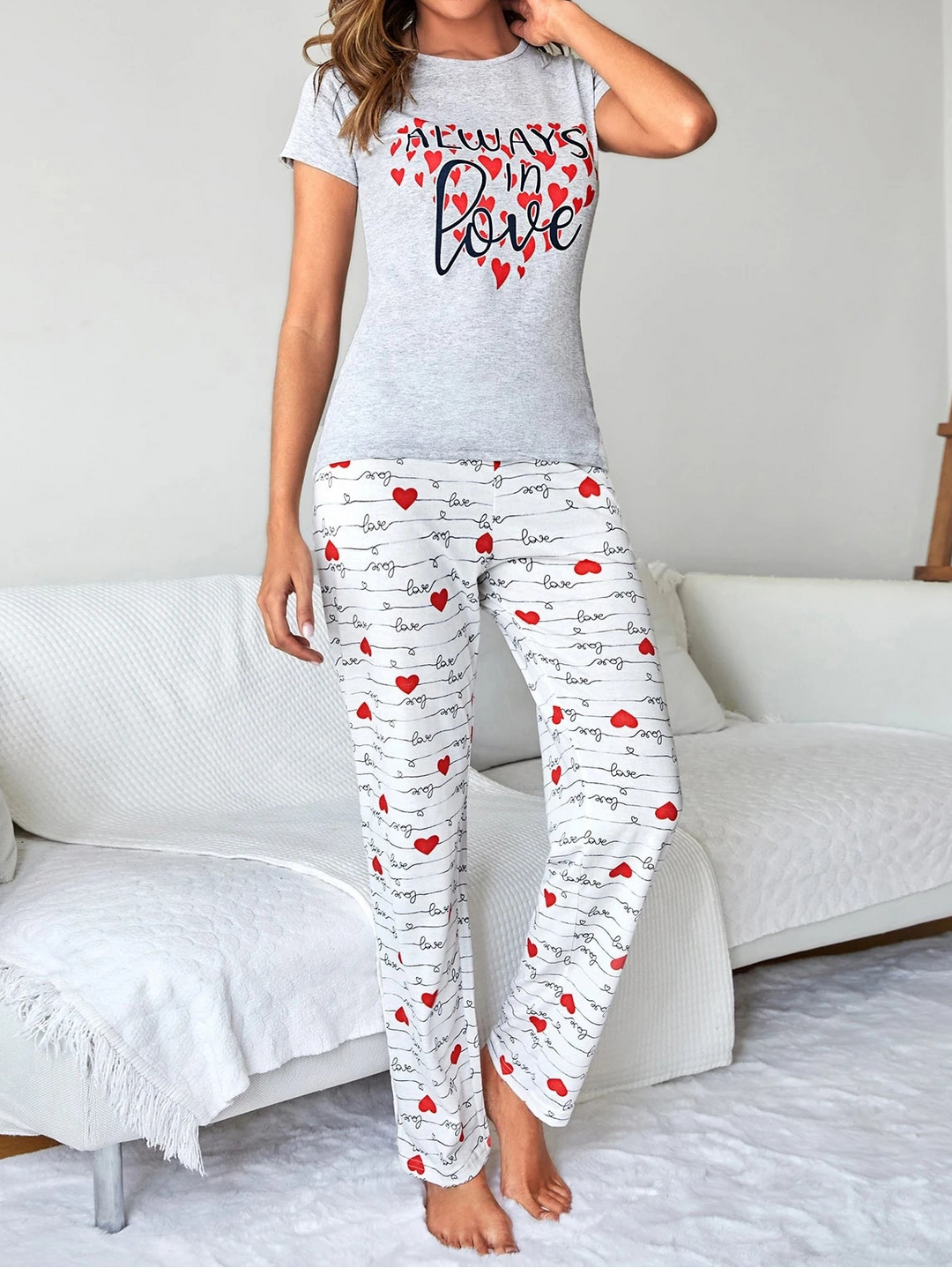 Compleu pijamale SHEIN, gri