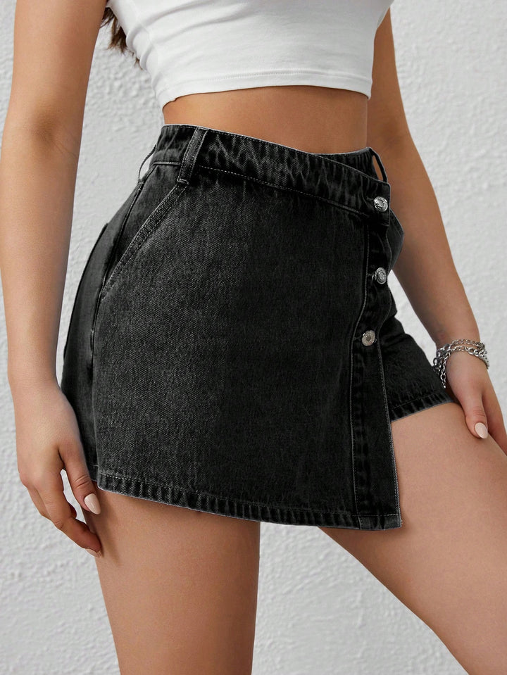 Fustă pantalon de blugi SHEIN, negru