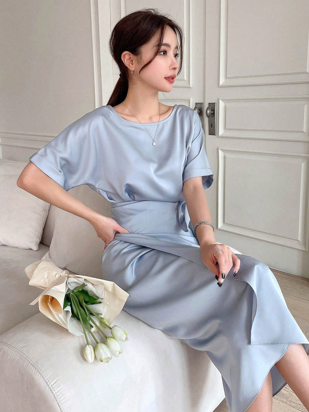 Rochie midi SHEIN, argintiu